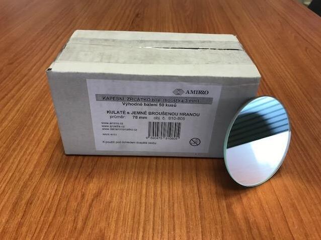 Zrcátko kapesní kulaté  ⌀ 78 mm broušené hrany KULATE KAPESNI set 50 ks